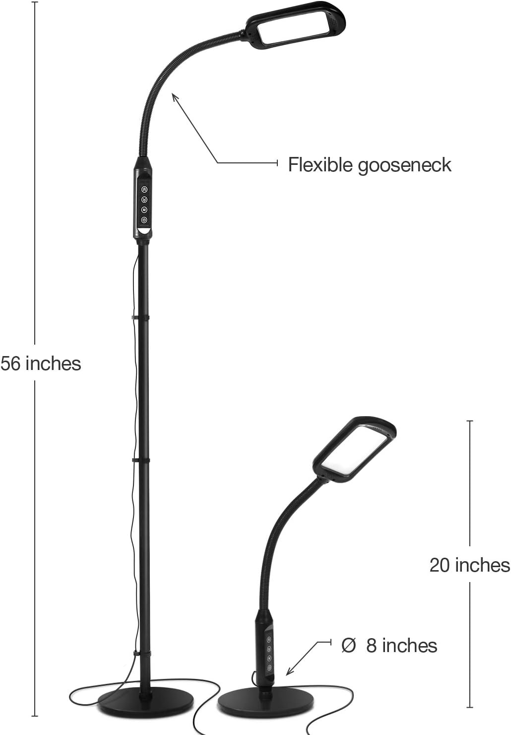 2-in-1 LED Floor & Desk Lamp — Adjustable Height, Gooseneck, Portable Standing Lamp for Living Room / Dorm /...