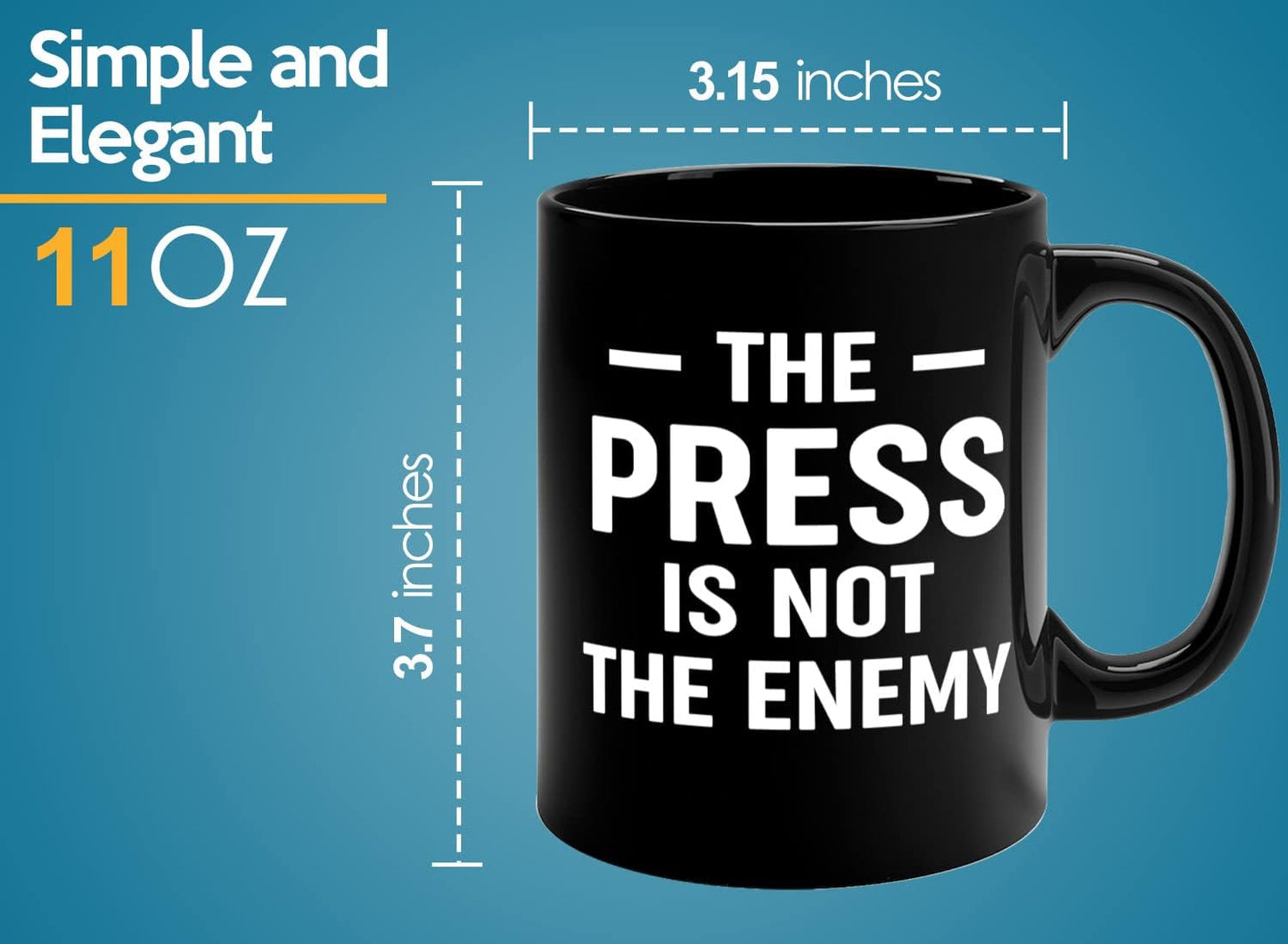 Journalist Coffee Mug 11oz Black -Not the Enemy - Reading Lover Book Club Gift Author Appreciation Writer Journalism Novelist Scriptwriter