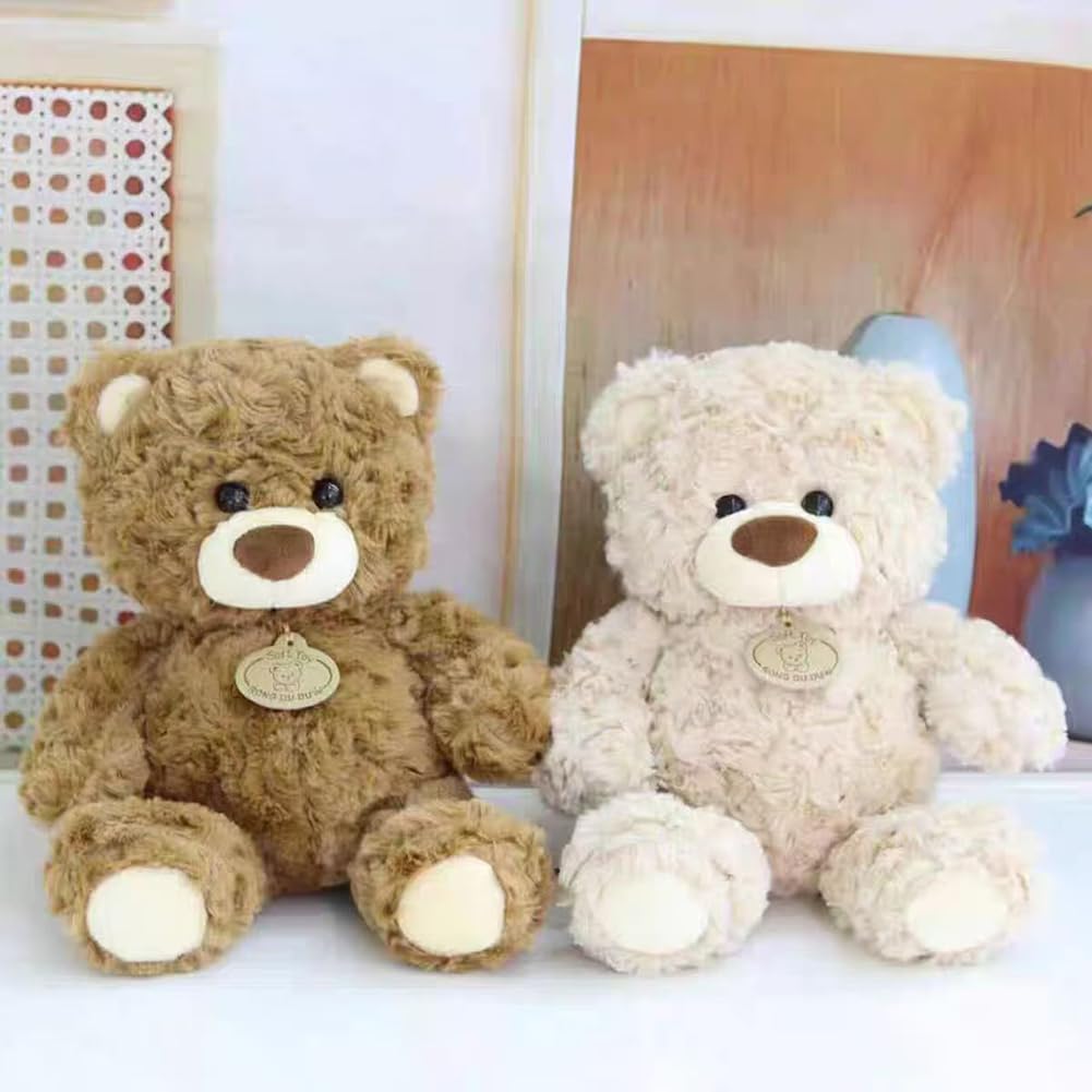 10Inch Teddy Bear Stuffed Animal, Soft Stuffed Teddy Bear Plush Toy, Birthday Xmas Gifts for Kids Baby (Light Brown)