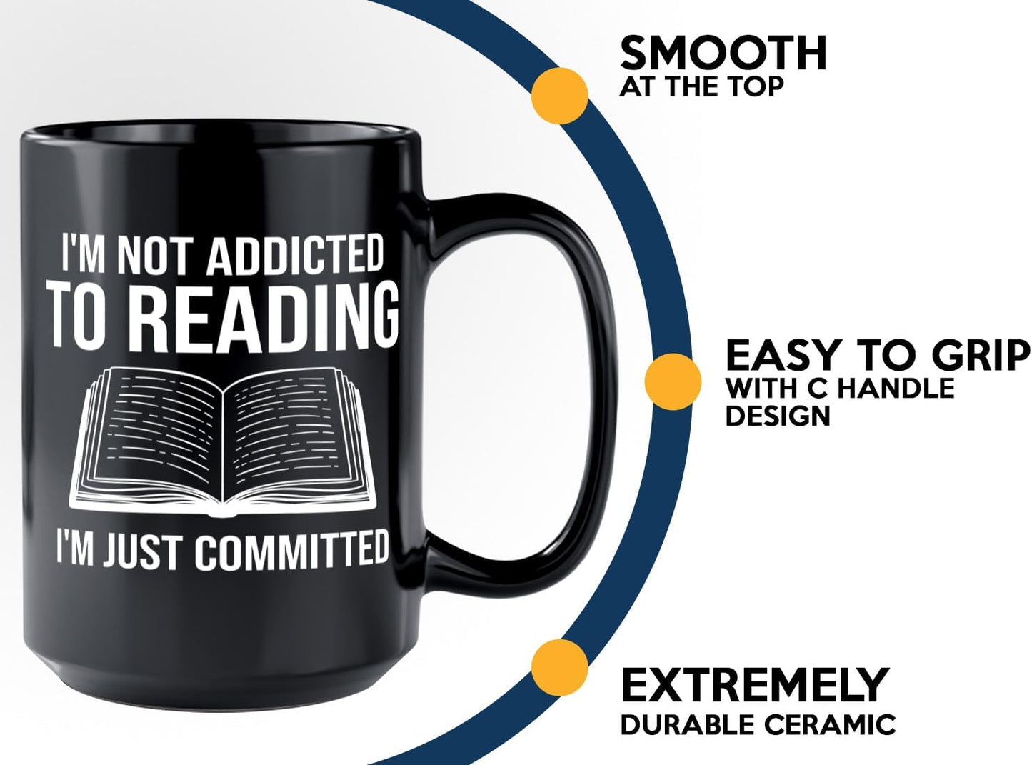 Book Lover Coffee Mug 15oz Black -Im not addicted - Bookworm Literature Library Book Lover Reader Booked Editor Intellectual Studious