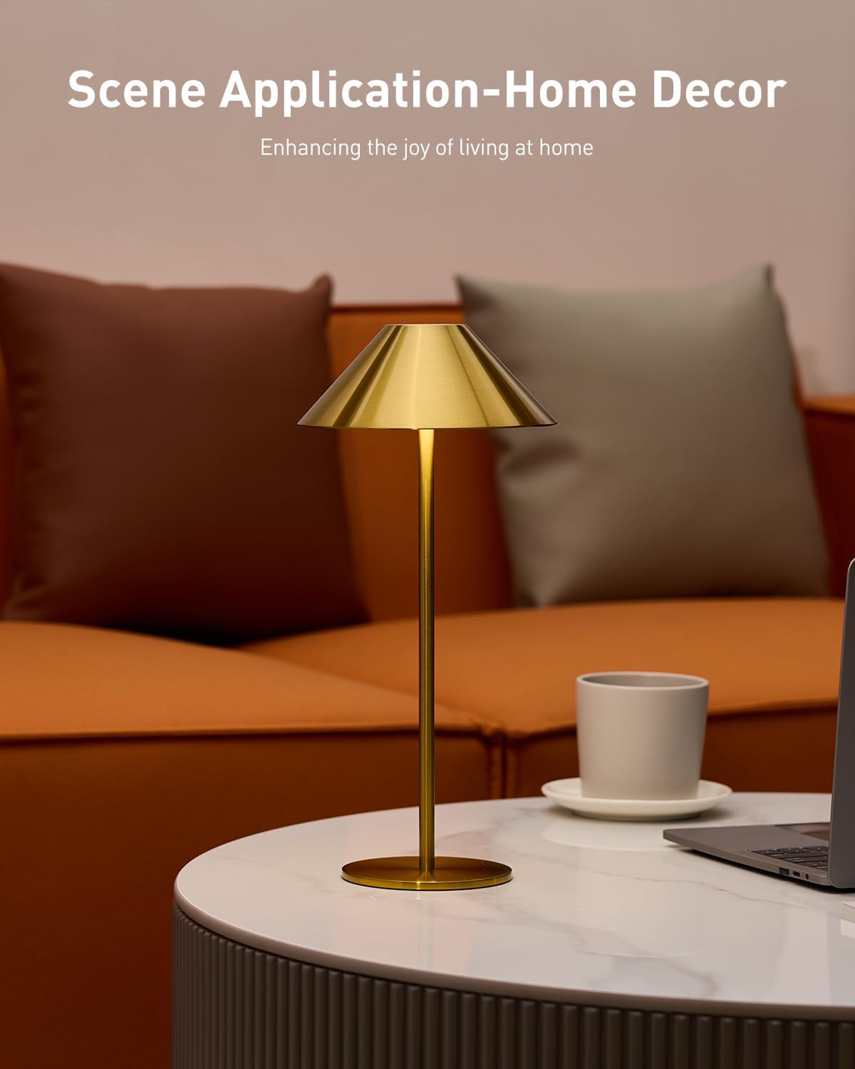 Bojim Gold Cordless Table Lamp, Rechargeable Touch Lamps with 3 Color Dimming, Wireless Battery Operated Lamp for Bedroom/Living Room