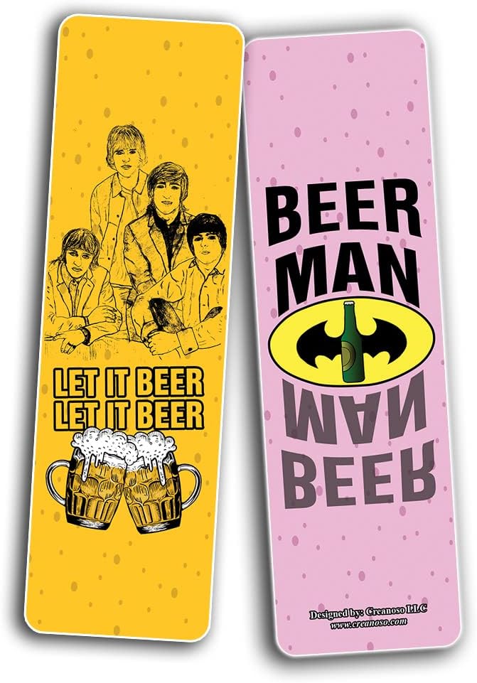 Creanoso Funny Beer Friends Bookmarks (2-Sets X 6 Cards) – Daily Inspirational Card Set – Interesting Book Page Clippers – Great Gifts for Adults and Professionals
