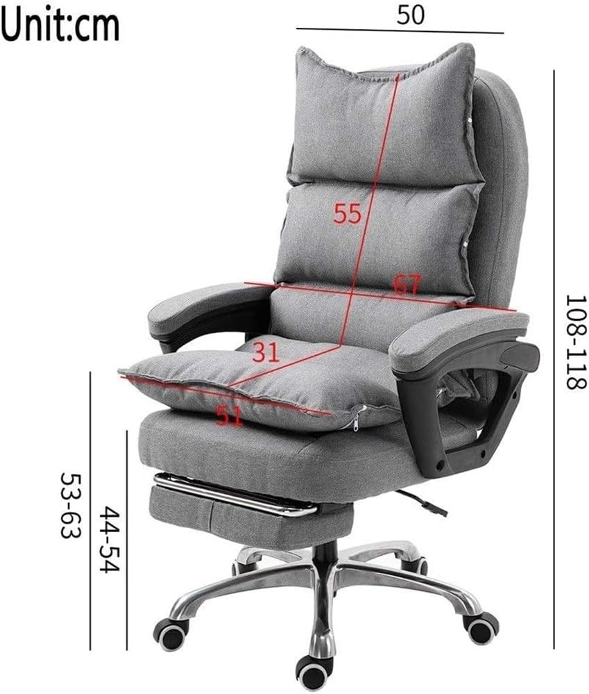 Executive Computer Office Chairs with Footrest Removable and Heavy Foot Relax Heightening Design Reclining Lounge Chair for Reception Study Bedroom Vanity