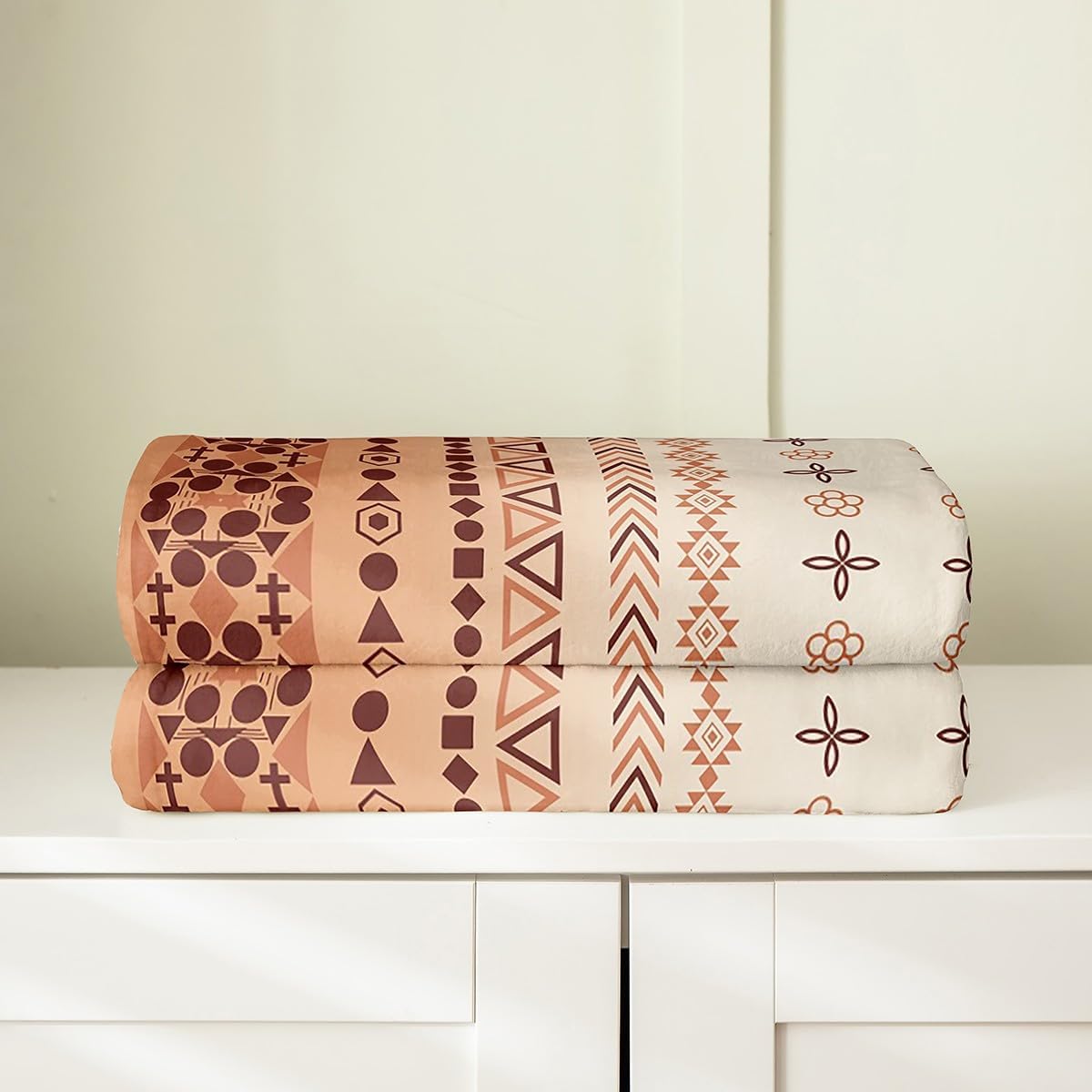 Castle Fairy Boho Bed Throws,Aztec Design Lines Throw Blanket for Kids Boys Gift,Triangle Geometric Lightweight Blanket for Sofa,Baby Size (30 x 40 Inch),Orange