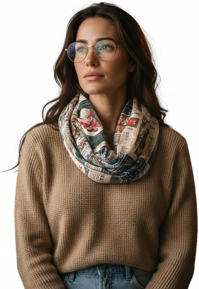 Etwoa's Literary Book Covers Infinity Scarf Circle Loop Scarf