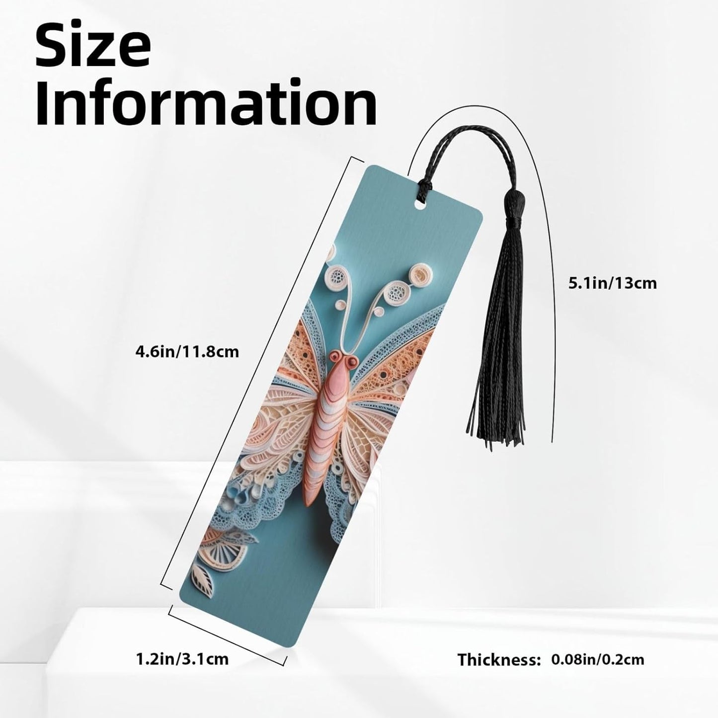 Lace Butterfly Bookmarks Gifts for Women Men, Wooden Bookmarks for Book Lovers, Vintage Book Marks Ornaments with Tassel, Unique Personalized Reading Page Markers Black