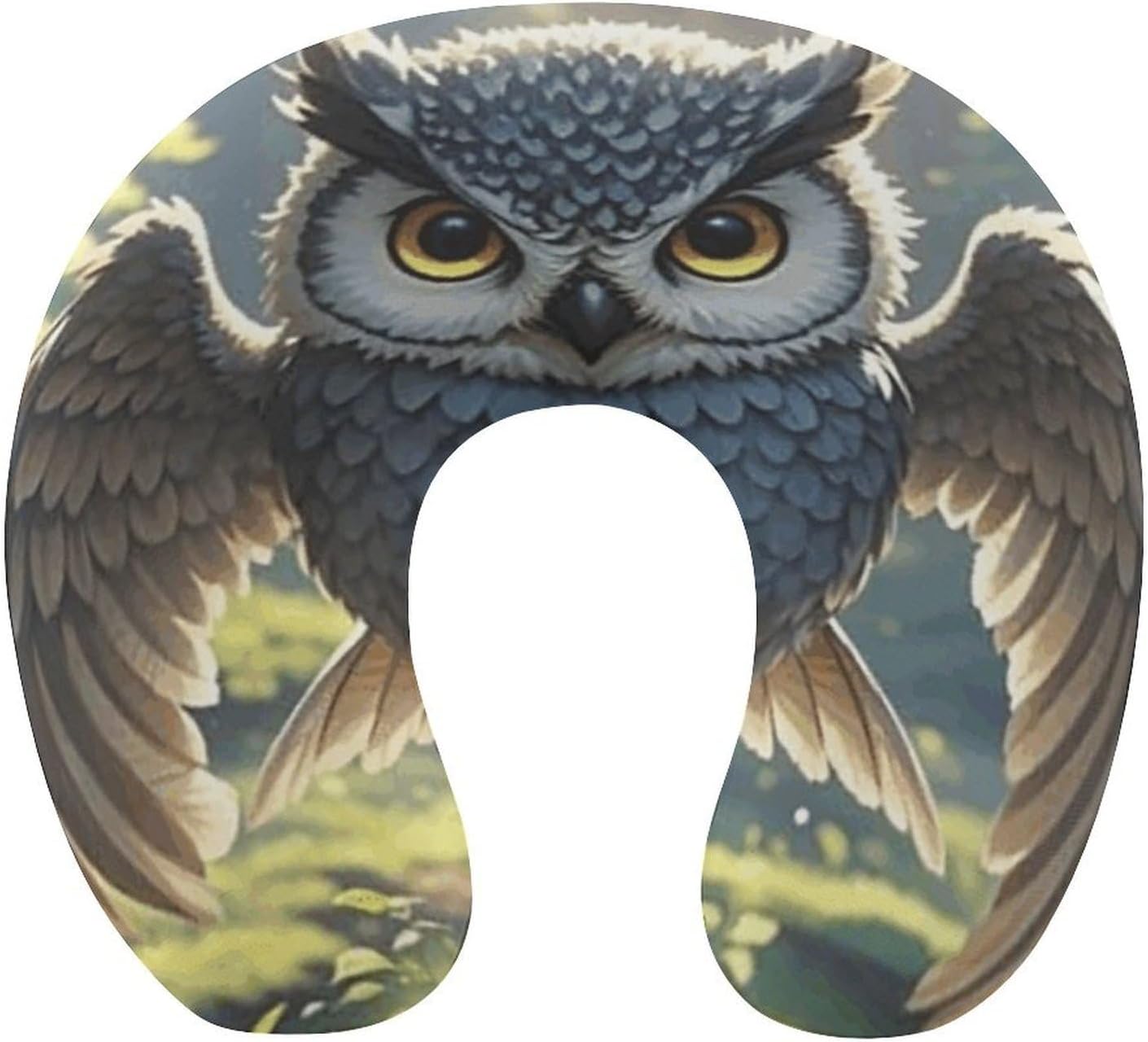 Anime Owl Neck Pillow Memory Foam U Shaped Pillows Portable Pillows for Shoulder Travel Head Support Pillow with Concealed Zipper for Airplane Car Home Office