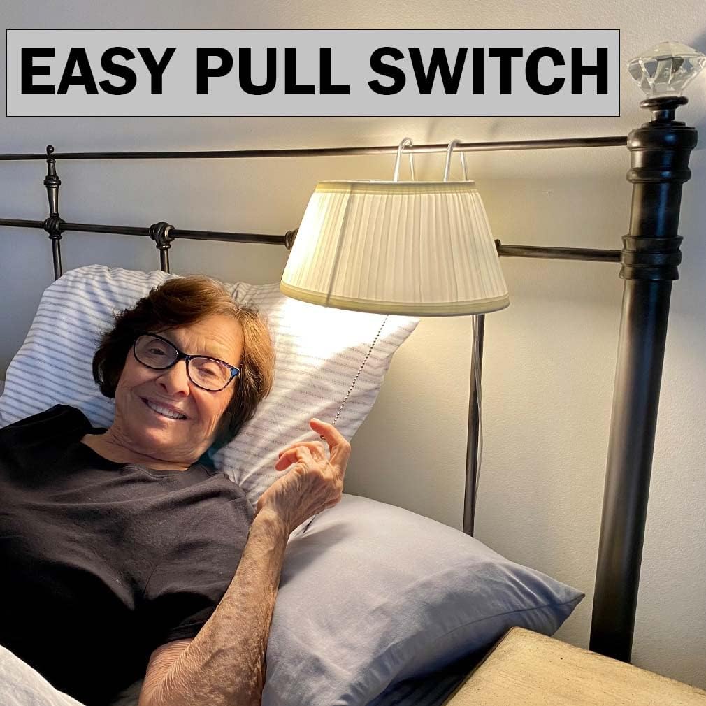 Evelots Bed Headboard Reading Lamp Book Light (2Pack) Soft Fabric Shade-Easy ON/OFF Pull Cord