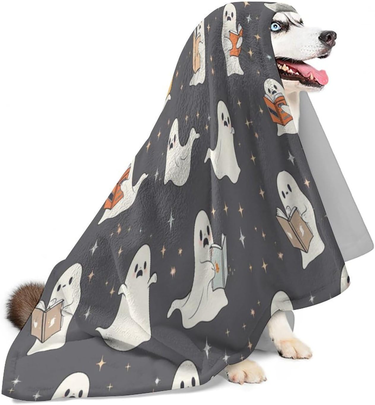 Delerain Flannel Blanket Cute Ghosts Reading Books Lightweight Cozy Bed Blanket Soft Throw Blanket fits Couch Sofa Suitable for All Season 60"x80" for Adults Women Men