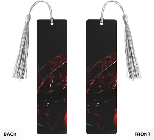 Red Irregular Glass Bookmarks Gifts for Women Men, Wooden Bookmarks for Book Lovers, Vintage Book Marks Ornaments with Tassel, Unique Personalized Reading Page Markers Gray