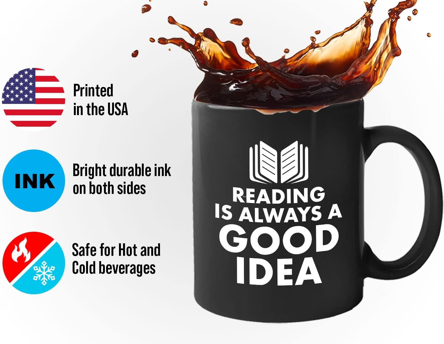 Book Lover Coffee Mug 11oz Black - reading is - Literary librarian Literature Bookworm Historian Public Library Curator Bibliophile Bibliolater