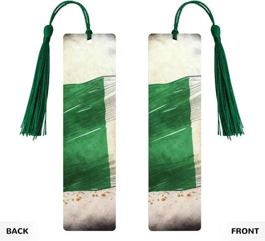 Hand Drawn Irish Flag Bookmarks Gifts for Women Men, Wooden Bookmarks for Book Lovers, Vintage Book Marks Ornaments with Tassel, Unique Personalized Reading Page Markers Dark Green
