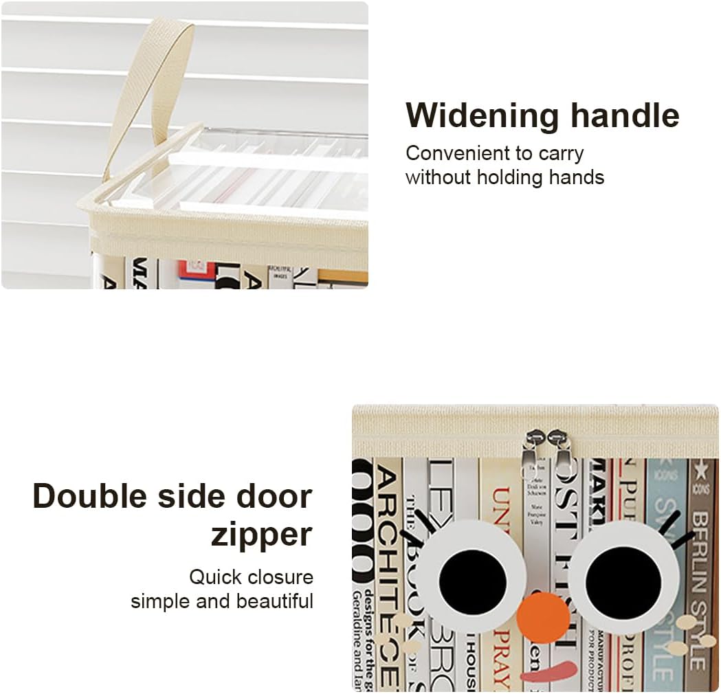 Storage Bags for Book, Transparent Clothes Storage Bag with Zipper, Waterproof Organizer Bags, Clear Plastic Holders with Carrying Handles, for Books, CDs, Clothes, Toys(3 Pcs)