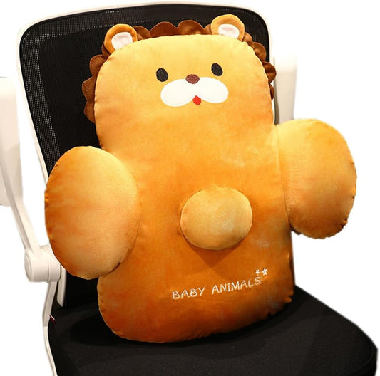 Tingting's Dream Cartoon Cute Chair Lumbar Support Pillow Soft Bed Rest Reading Pillow Sofa Rest Back Cushion Office Chair Waist Pillow (Brown Lion, 48×48CM/18.9"×18.9")