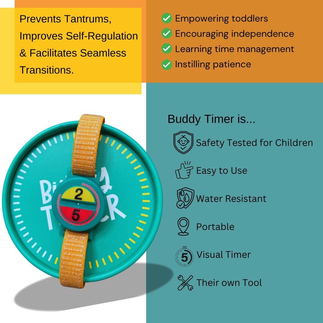 Visual Timer for Kids - 2 & 5 Minute Preset Timer for Easy Transitions & Taking Turns, Fosters Independence and Confidence for Toddler