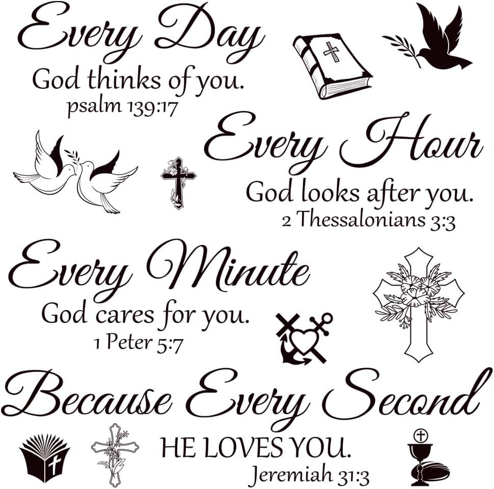 Bible Verse Wall Stickers Inspirational Quote Motivational Scripture Sticker Peel and Stick Wall Decals Religious for Living Room Family Home Bedroom Decor