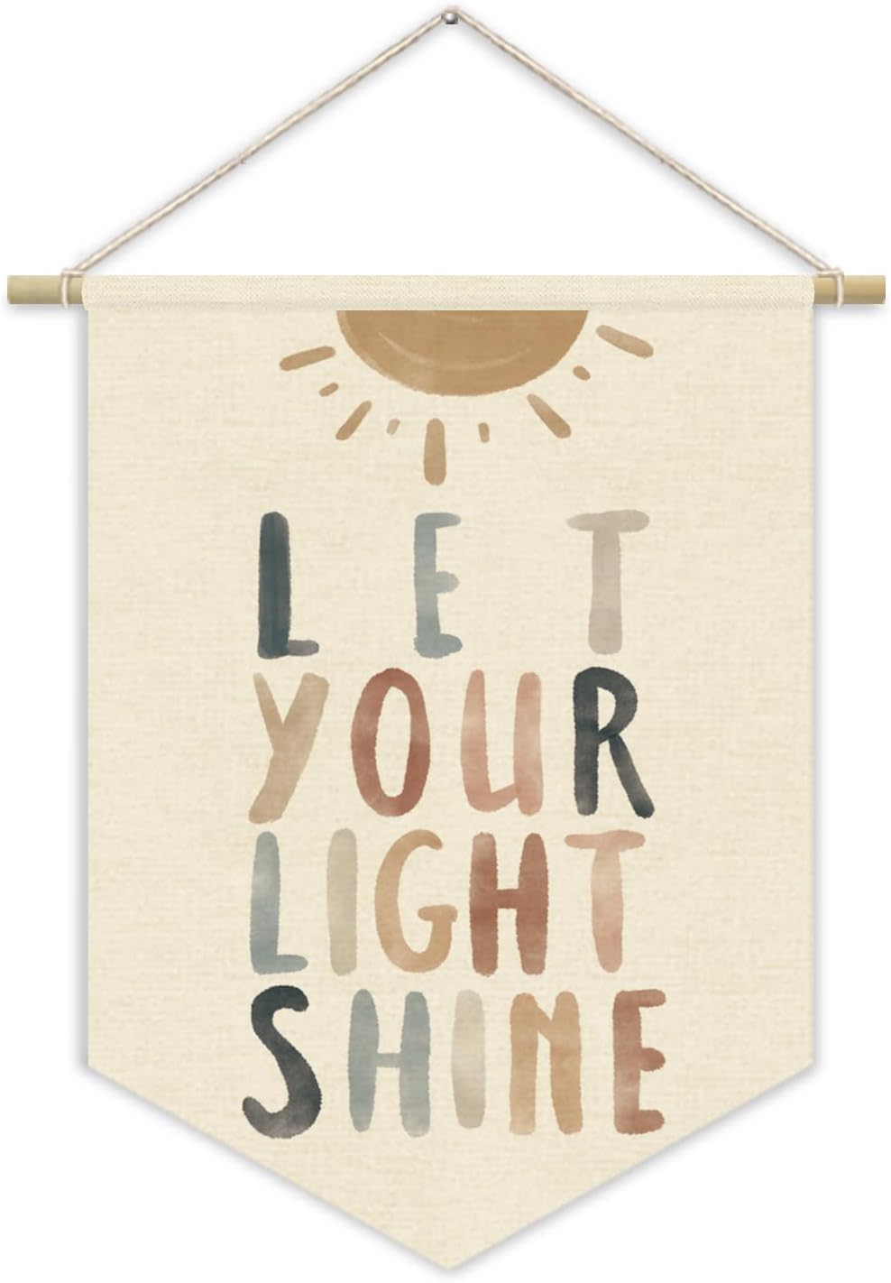 Inspirational Christian for Nursery Wall Decor,Let Your Light Shine for Kids Wall Art Canvas Banner,Boys Girls Room Wall Hanging Pennant Flag Canvas Banner for Classroom Playroom Bedroom 15x11in