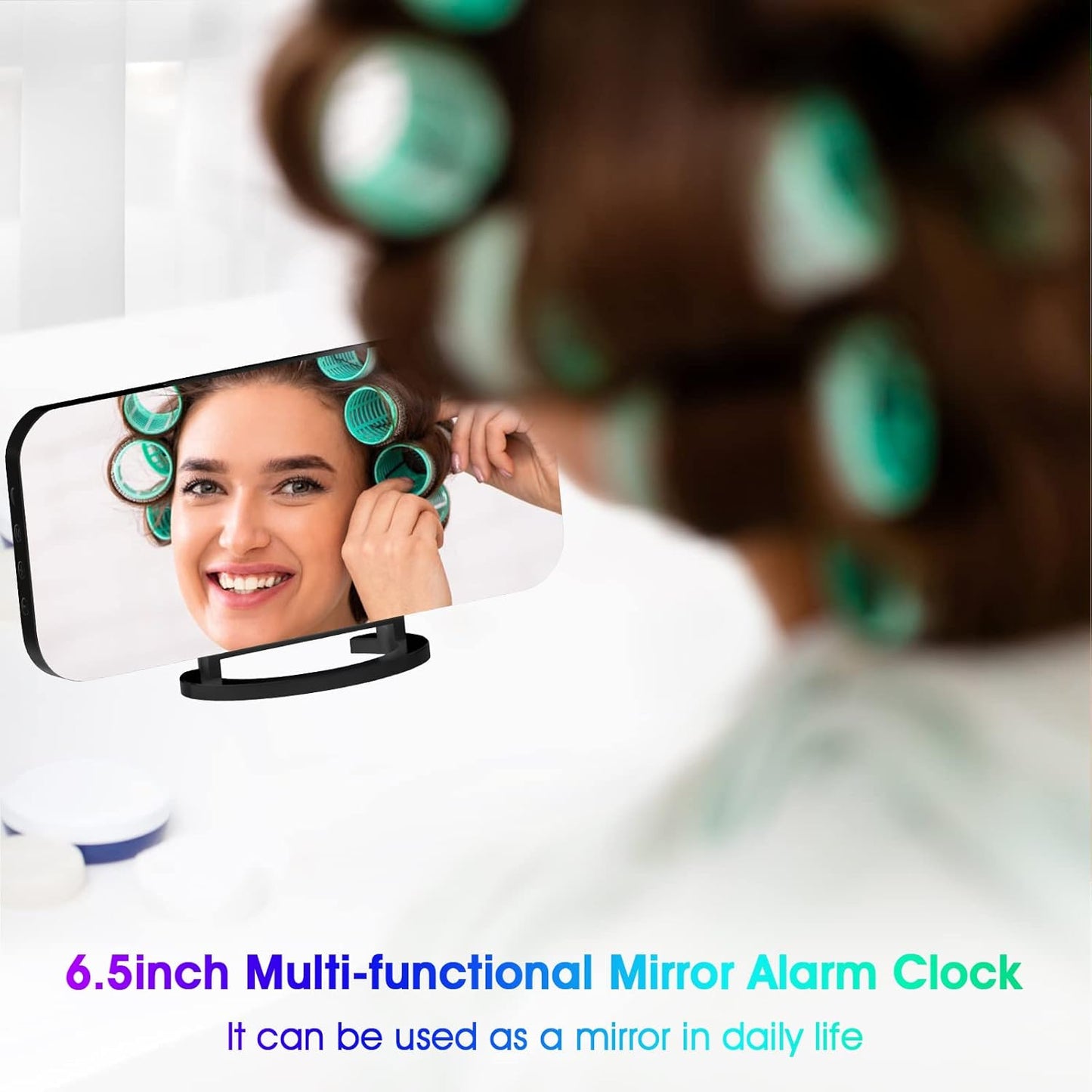 WulaWindy RGB Digital Clock - LED Alarm Clocks Large Display Mirror Surface with Dual USB Ports for Modern Decorations Aesthetic Home Bedroom Living Room Office and Wall Decor - Black