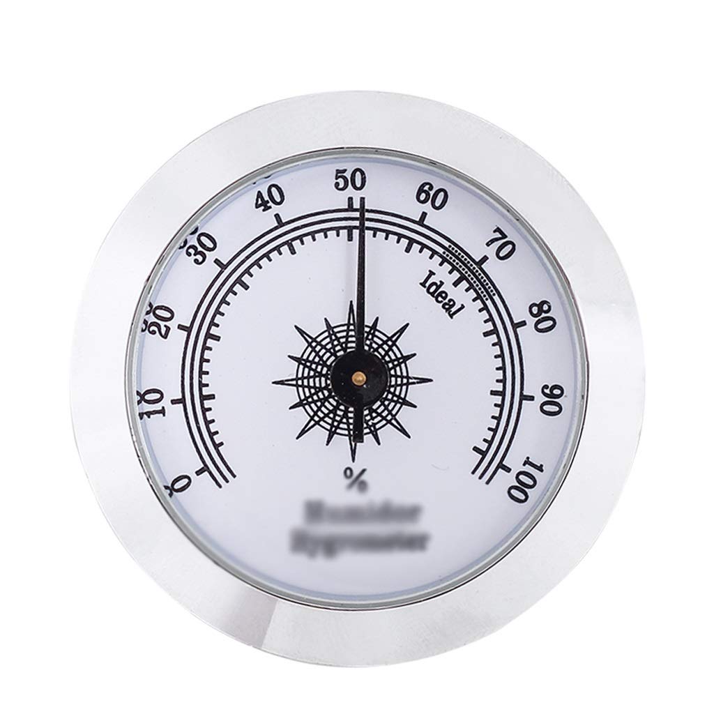 Cigar Hygrometer-Metal High Precision Round Analog Hygrometer with Sided Tape