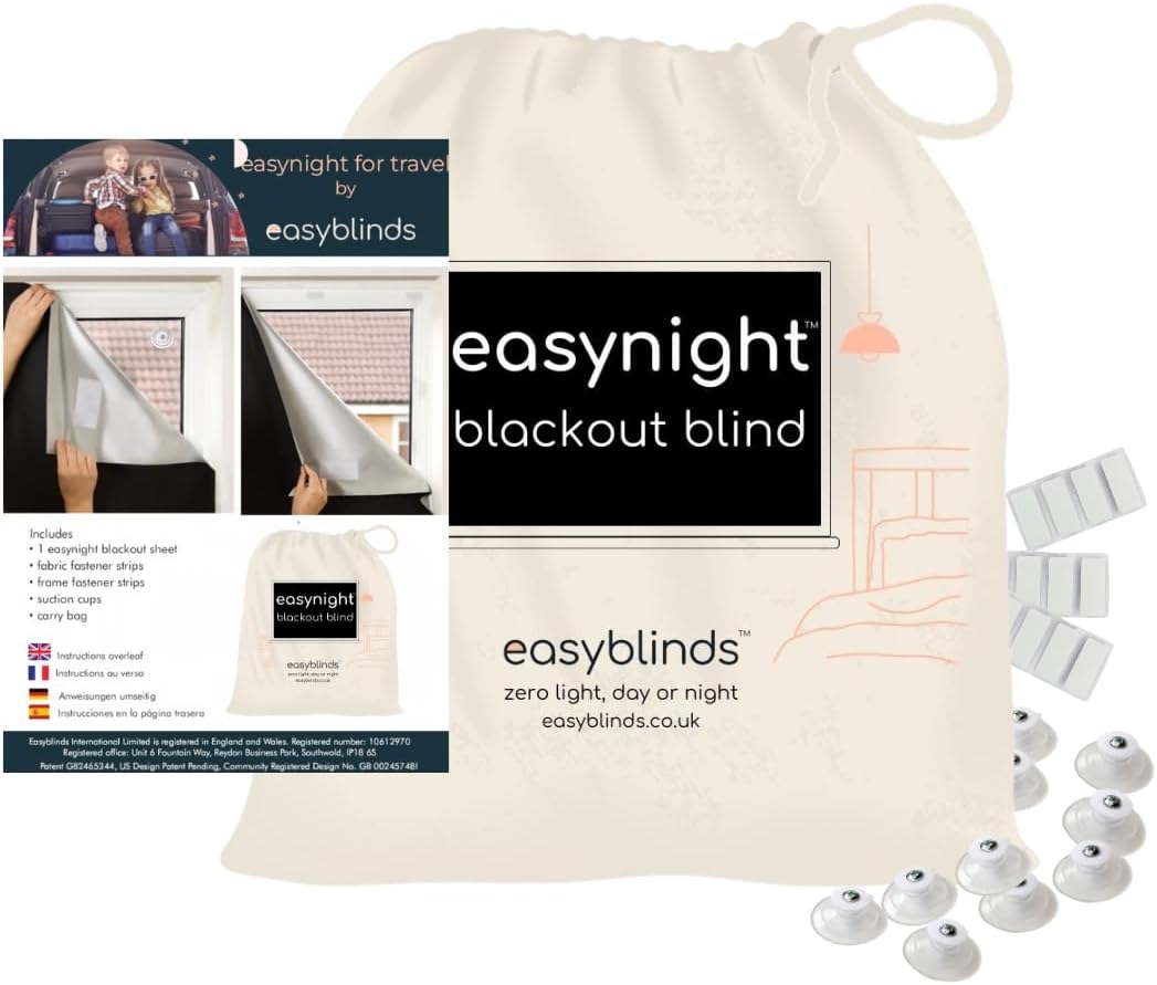 Easynight 100% Blackout Shade for Home and Travel, Includes Suction Cups, Large, Make Any Size and Shape Up to 78x57 Inches, No Drill, Easy to Use Temporary Or Permanent for Home Travel Office
