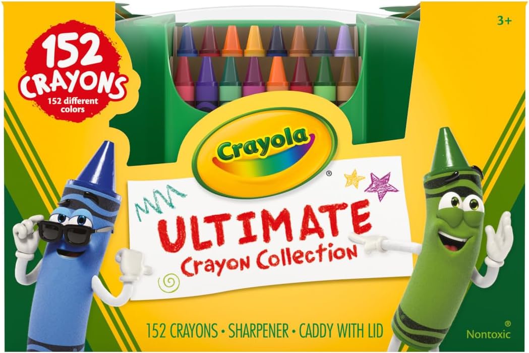 Crayola Ultimate Crayon Box Collection (152ct), Bulk Kids Crayon Caddy, Classic & Glitter Colors, Coloring Book Supplies, Gift for Kids, Ages 3, 4, 5