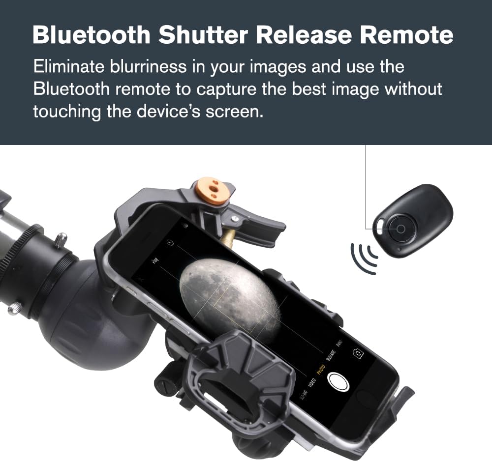 Celestron – NexYZ DX – Universal Smartphone Adapter for Telescope, Binoculars & Spotting Scopes – 3-Axis Precision Alignment – Capture Images & Video Through Your Optics – Includes Bluetooth Remote