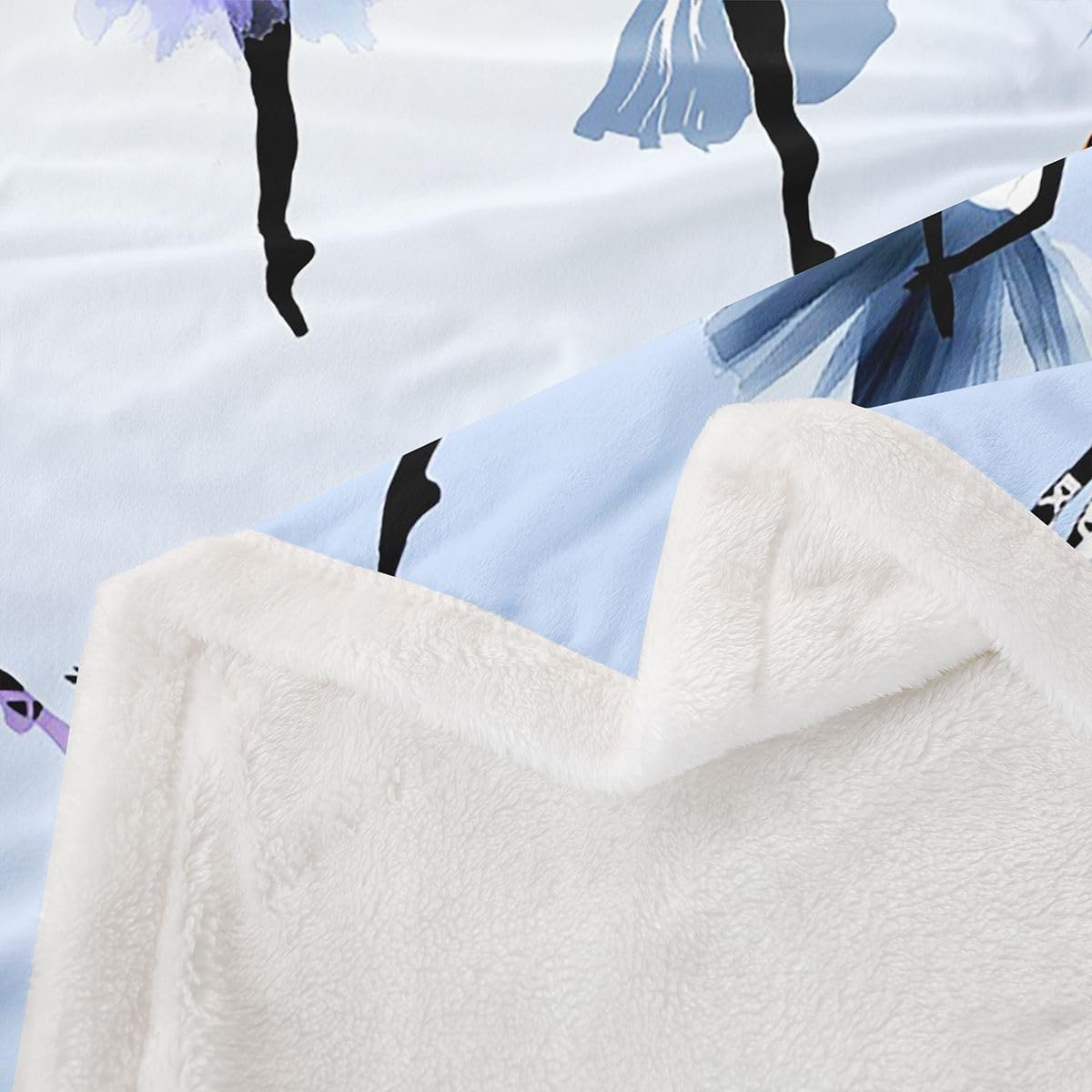 Erosebridal Girl Sherpa Blanket Ballet Flannel Blanket Dancing Theme Throw Blanket Trippy Bed Blanket for Bedroom Decorative Soft Plush, Classical Graceful Style Room Decoration Throw