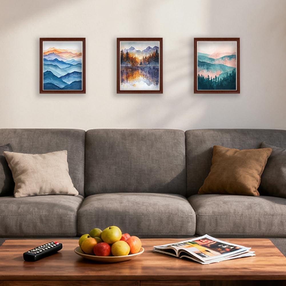 CRAFTYMELODY Watercolor Landscape Wall Art Prints Set of 9 Mental Health Poster Wall Decor Therapy Home Artworks for Living Room Bedroom Classroom Office Decoration 8x10 Inch Unframed