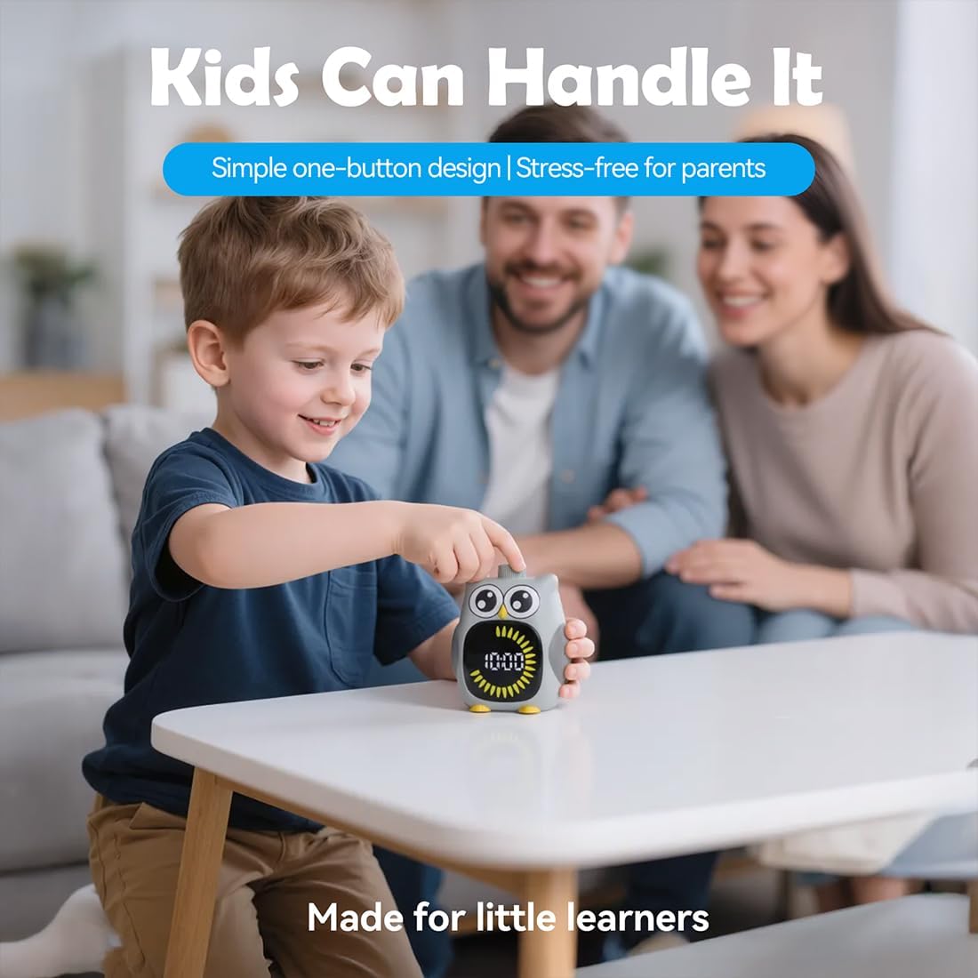 Grey Big-Eyed Owl Visual Timer for Kids,Classroom Timer, Time Out Timer,Up to 99Minutes Small Visual Timer,for Yoga,for Kitchen