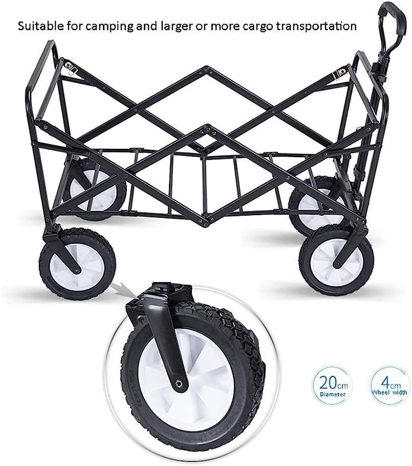 Trolleys, Folding Garden Trolley Cart Heavy Duty Wagon Multi-Function Shopping Cart for Outdoor Camping Beach Supermarket with 4 Wheels, Load：80Kg/Blue