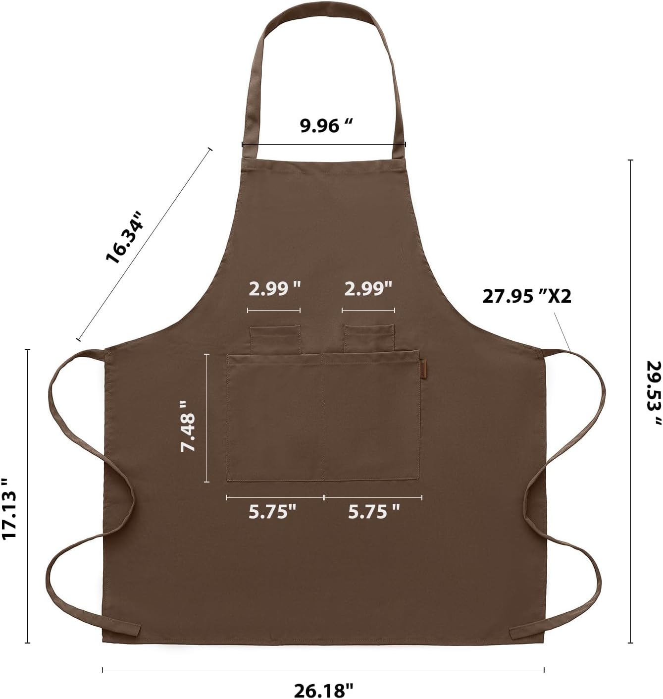 BOHARERS Chef Apron - Heavy 9.17oz Canvas Work Apron with 4 Pockets for Unisex, Ideal for Cooking,Gardening, Hairstylist (1, Brown)