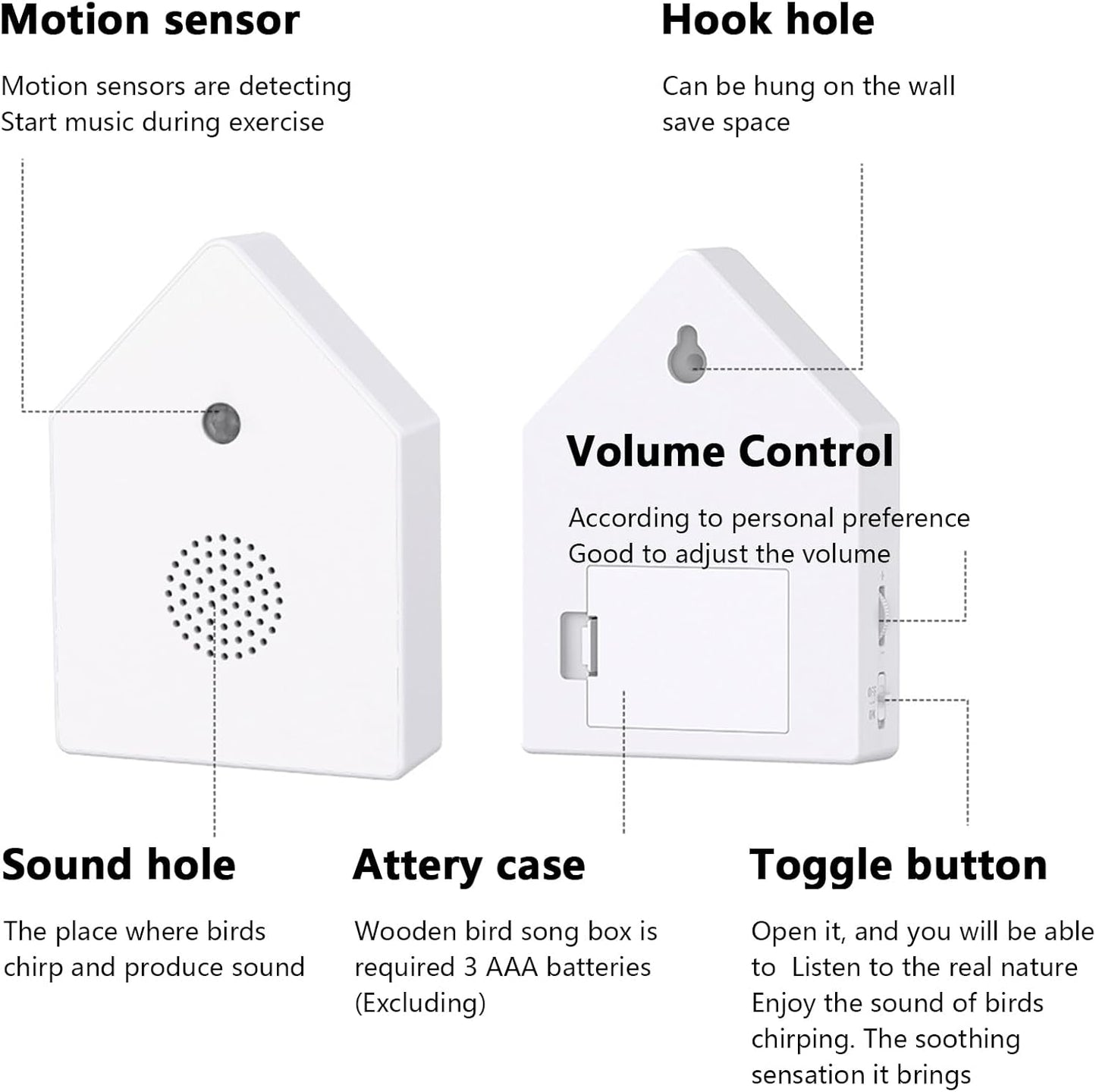 Bird Sound Machine - Motion Sensor Singing Bird Box, Relaxing Nature Audio Device with Automatic Chirping Feature, Ideal for Home Bathroom Bedroom Living Room Spa Yoga Space Women Gift