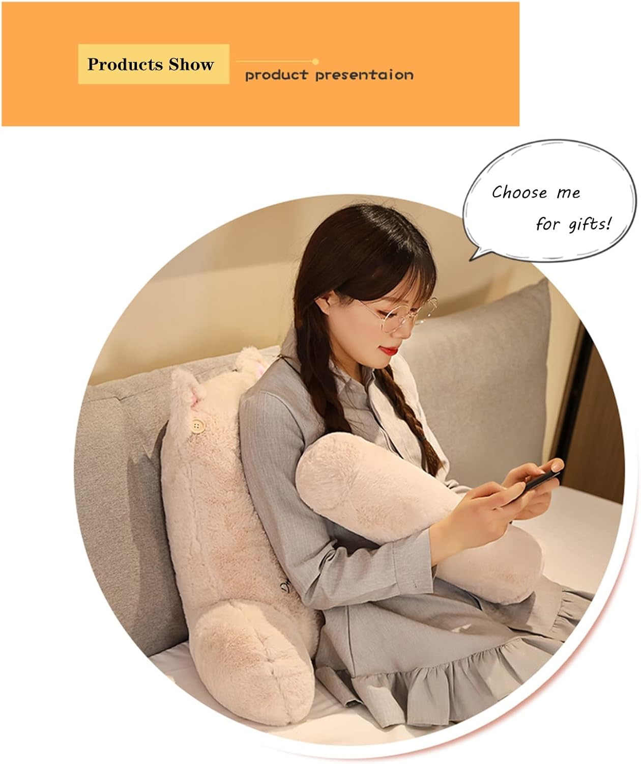 Reading& Bed Rest Pillow with Support Arm, Back Lumbar Support Pillow with Free Neck Pillow, for Adults Reading/Watching TV/Sitting Up in Bed (Color : E)