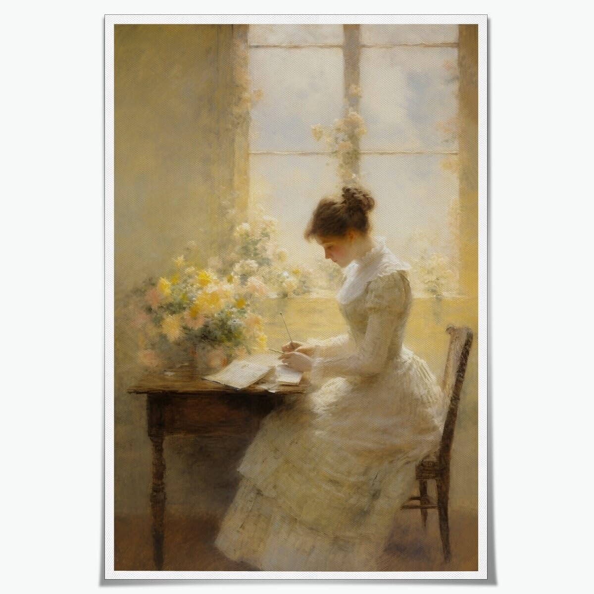 Heltrappe Vintage Portrait Oil Painting Wall Art Victorian women reading art print Famous Antique Artwork Aesthetic Posters Home Decor living bedroom room wall decor Unframed12x18inch