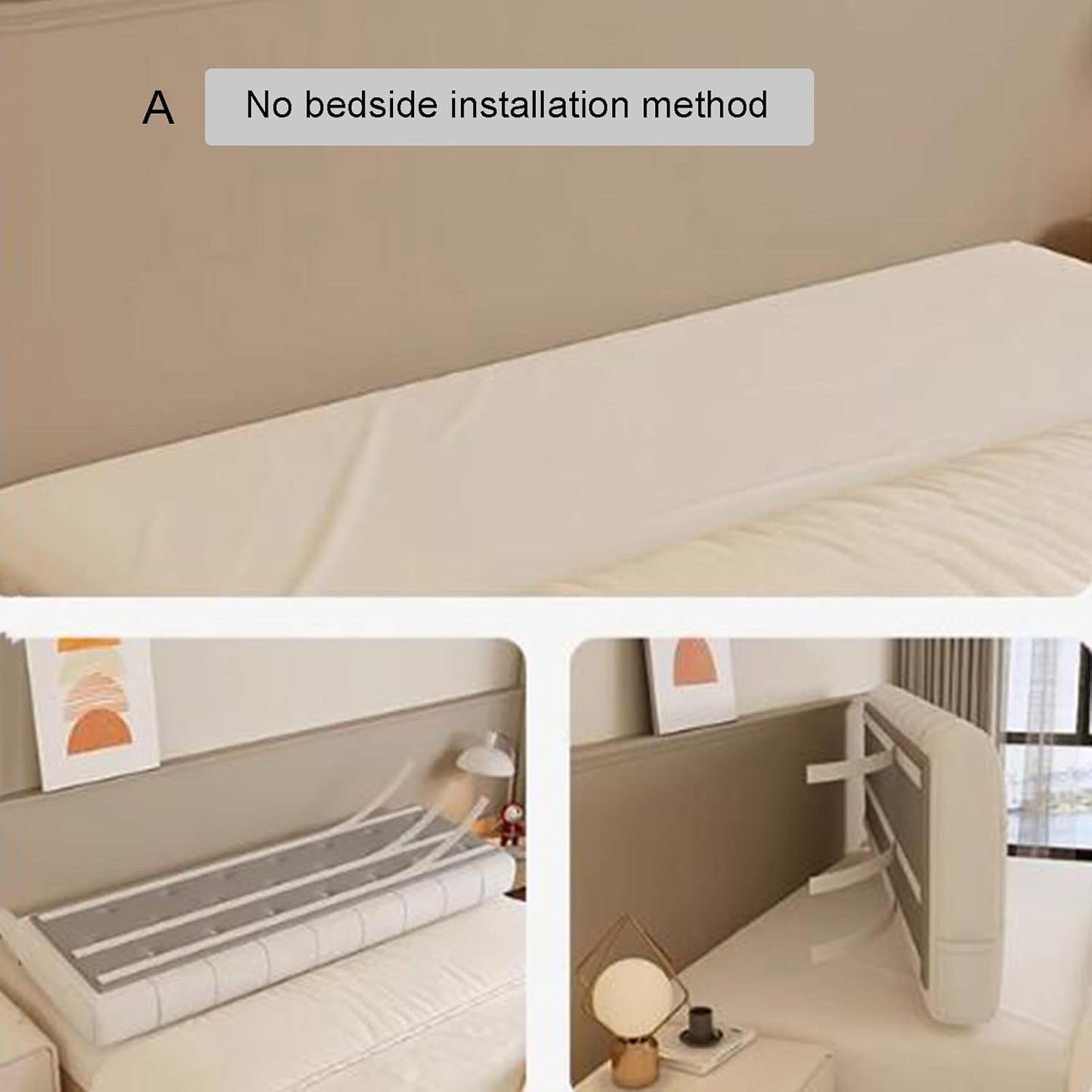 Upholstered Wall Panels, Backrest Positioning Support Bolster Cushion, Soundproof Peel Stick Headboards, Bed Rest Reading Pillow Bolster for Watching TV Gaming (A Cream)