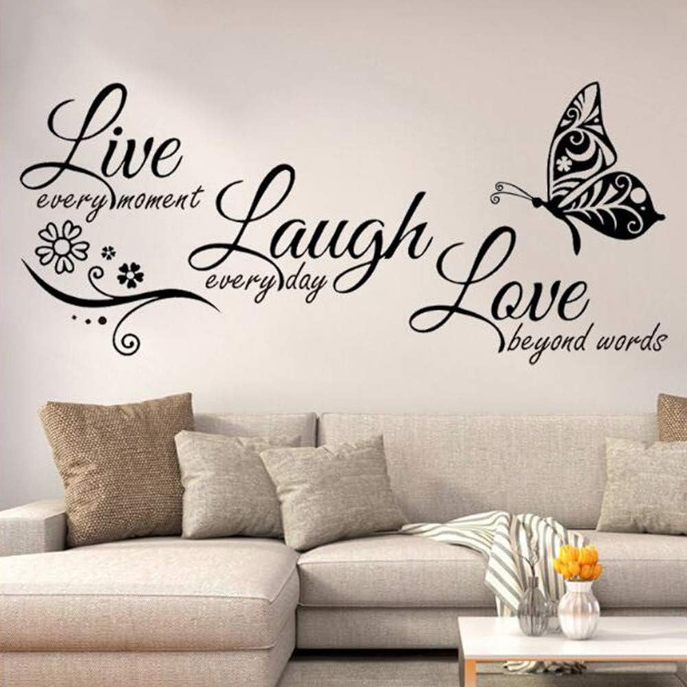 Live Every Moment, Laugh Every Day, Love Silent Wall Stickers, Family Inspirational Wall Stickers, Suitable for Baby Room, Living Room, Art Home Decoration Size 22.8" x 10.6"…