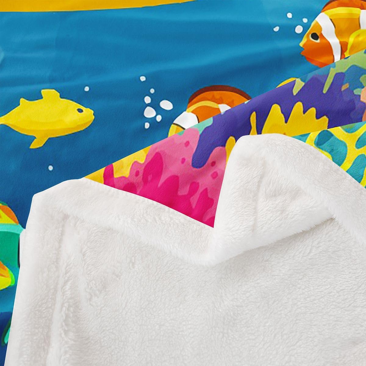 Feelyou Submarine Sherpa Blanket Cartoon Yellow Submarine Fleece Throw Blanket for Kids Boys Girls Underwater World Decor Cute Sealife for Sofa Bed Couch,Throw 50x60 Inches