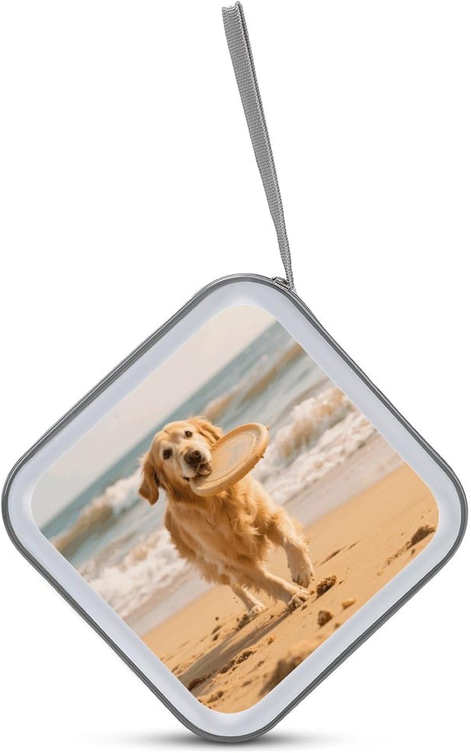 Golden Retriever Dog CD Case Portable Zipper CD Case 40 Capacity Hard Plastic DVD Cases Holder Large Storage Disc Wallet Bag for Car Home Travel DVD Collection Bag