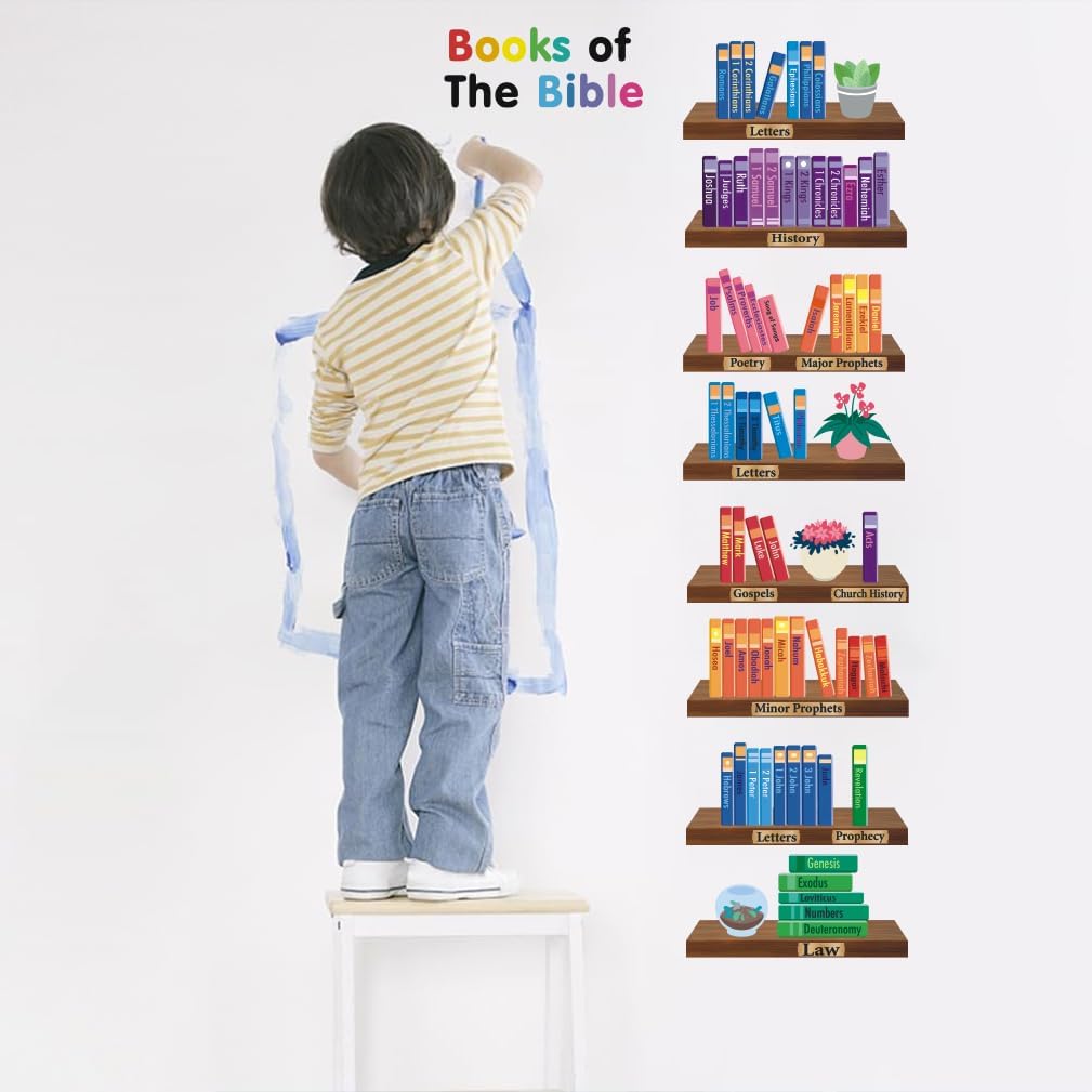 IARTTOP Book of Bible Wall Decor Sunday School Decorations for Christian Classroom Decor Book of The Bible Poster Wall Decal Bible Religious Wall Sticker for Door Bulletin Board Kids Room Decoration