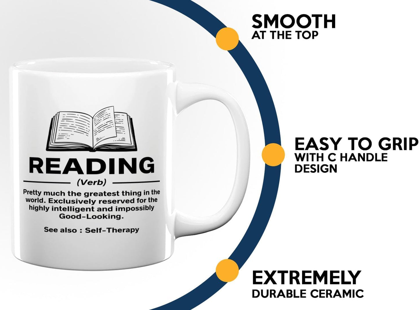 Book Lover Coffee Mug 11oz White -Reading Definition - Sports court Team Indivdiual partner Book Lover