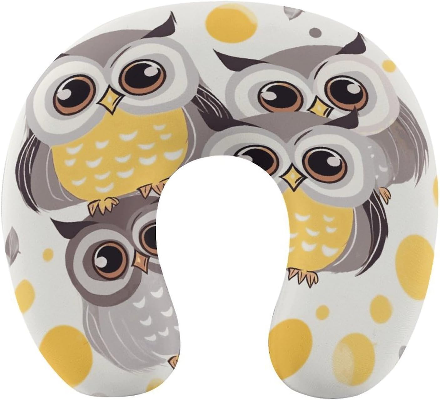 Animal Cartoon Owls Cute Neck Pillow Memory Foam U Shaped Pillows Portable Pillows for Shoulder Travel Head Support Pillow with Concealed Zipper for Airplane Car Home Office