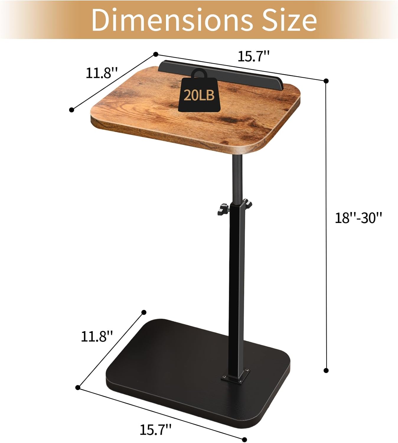 Small End Table Adjustable Height, 90° Flip-Over Panel Side Table for Small Spaces 360° Swivel TV Tray Couch Tables That Slide Under, Food Snack Trays for Sofa Bed Living Room