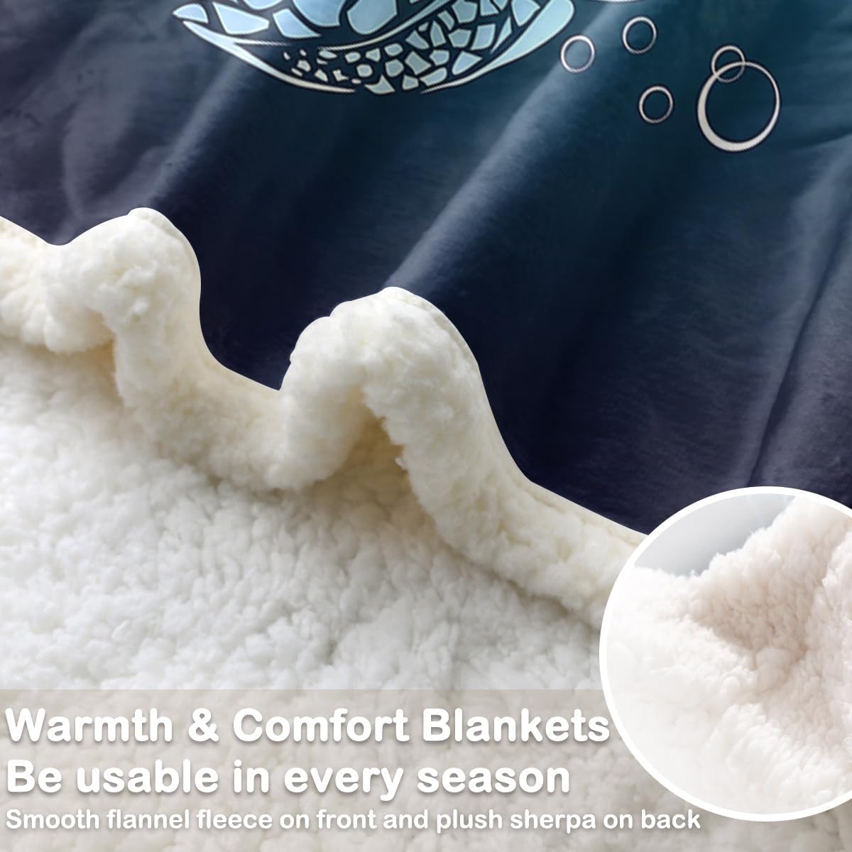 Sleepwish Sea Turtle Fleece Throw Blanket Soft Beach Theme Teal Turquoise Plush Sherpa Blanket for Couch Chair, Sea Turtle Gifts for Women (50" X 60")