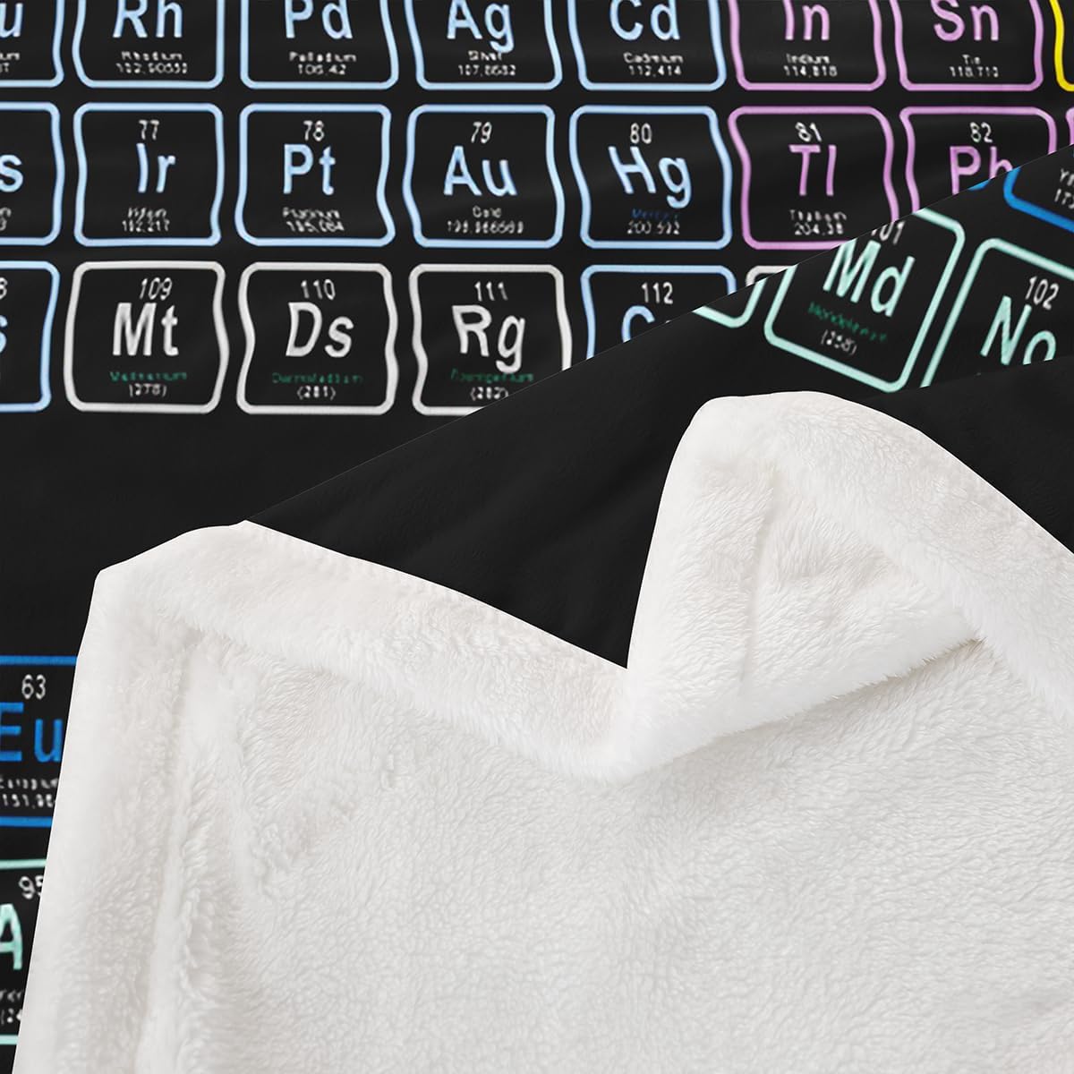 Erosebridal Chemistry Theme Sherpa Blankets Throw Size, Periodic Table of Elements Throw Blanket, Science Chemistry Lovers Plush Bed Blanket for Kid Teens Boys Man Bedroom Decor Sherpa Blanket, Black
