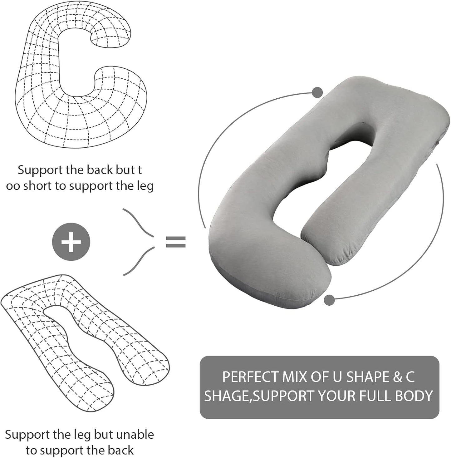 BATTOP Pregnancy Pillows for Sleeping,Full Body Maternity Pillow with Cooling Cover,Support for Back,Hips,Legs,Belly for Pregnant Women,Pregnancy Must Haves