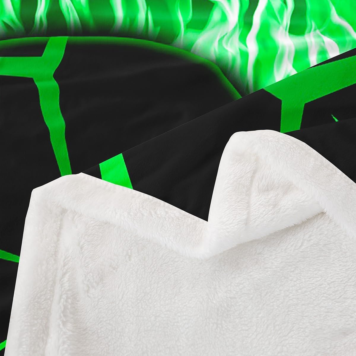 Feelyou Kids Gamer Sherpa Blanket,3D Video Gaming Fleece Throw Blanket for Teens Boys,Green and Black Game Console Plush Blanket,Geometric Game Contoller Fuzzy Blanket for Sofa Bed Couch 90"x90"
