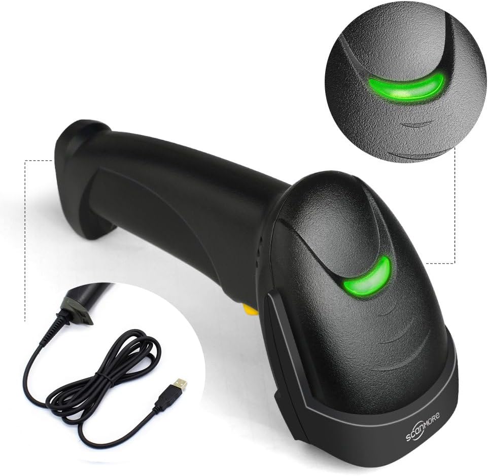 Handheld USB Barcode Scanner Wired 1D Bar Code Reader with USB Cable for Supermarket, Convenience Store, Warehouse (USB 1D)