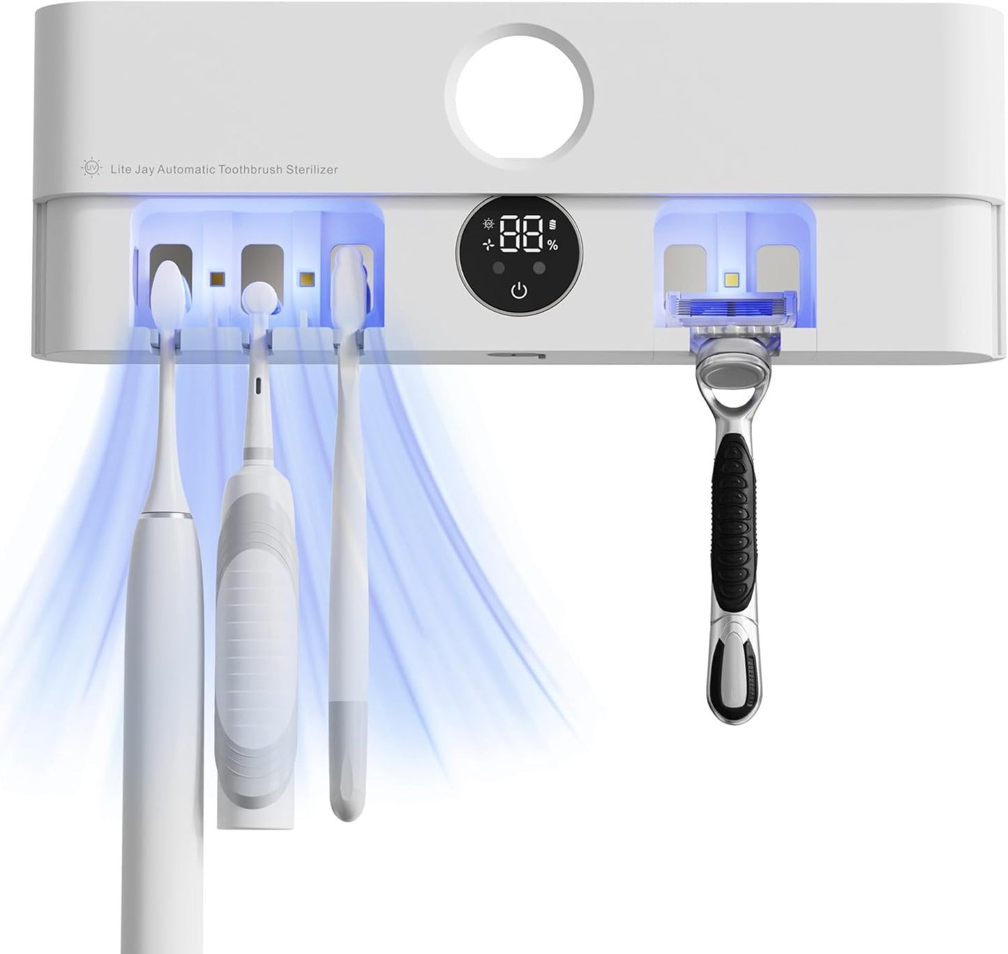 Toothbrushs Holder and Cleaner Auto Cleaning/Drying in Circle Razor Holder Five Slots Easy Wash Rechargeable Wall Mounted for Bathroom Smart Home Gadgets
