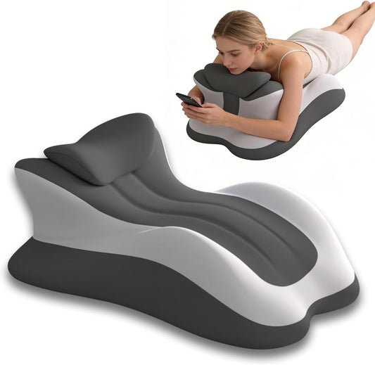 Ergonomic Memory Foam Pillow, Reading Pillow for Bed, Waist and Neck Support, Quick Rebound & Plush Comfort