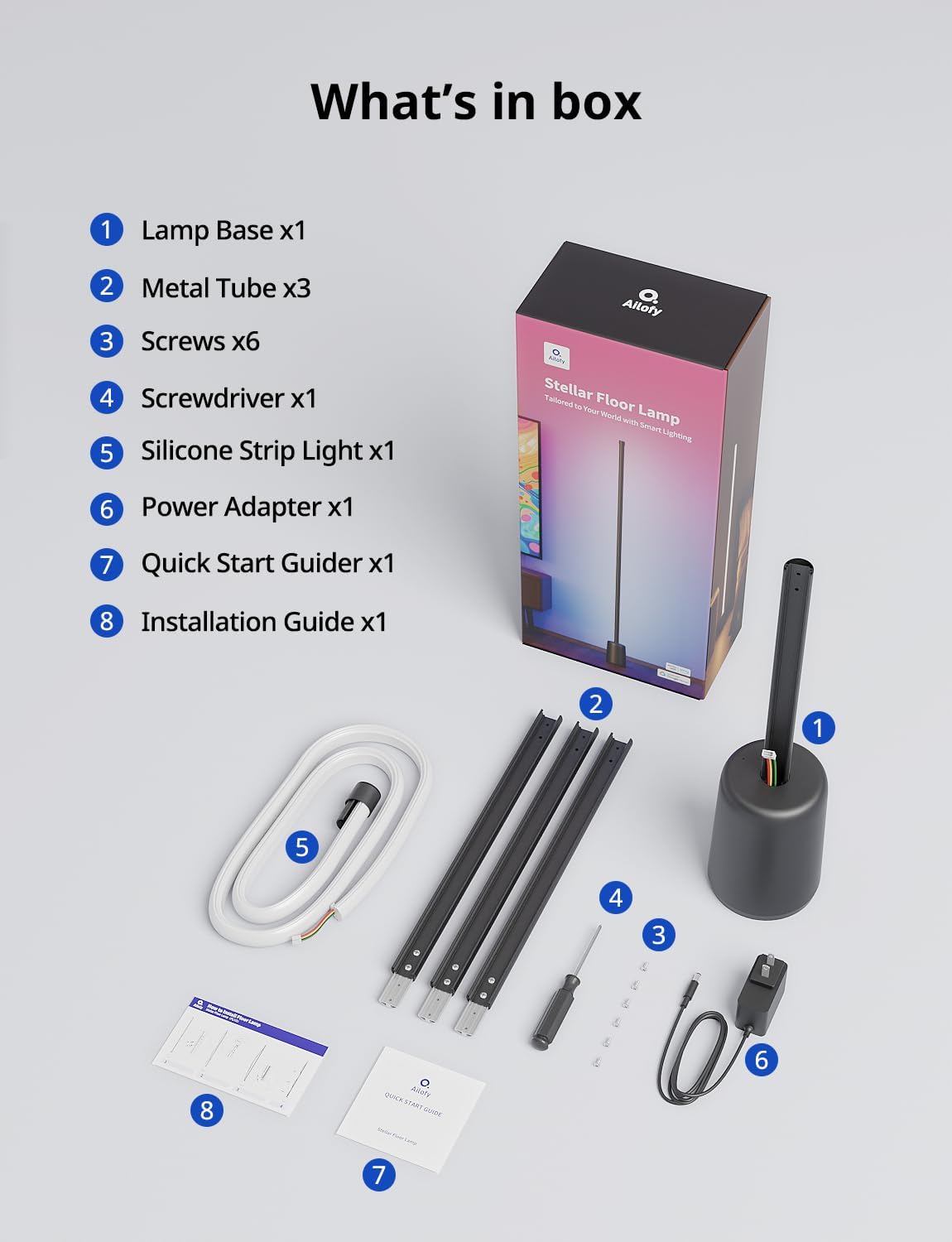 Ailofy Corner Floor Lamp, 1500lm RGBW Corner Lamp Work with Alexa & Google Assistant, 16 Million DIY Colors, Sync with Music, App Control, Modern LED Floor Lamp for Living Room & Bedroom, Black